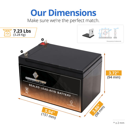 12V 12Ah Sealed Lead Acid Battery with Nut and Bolt Terminals