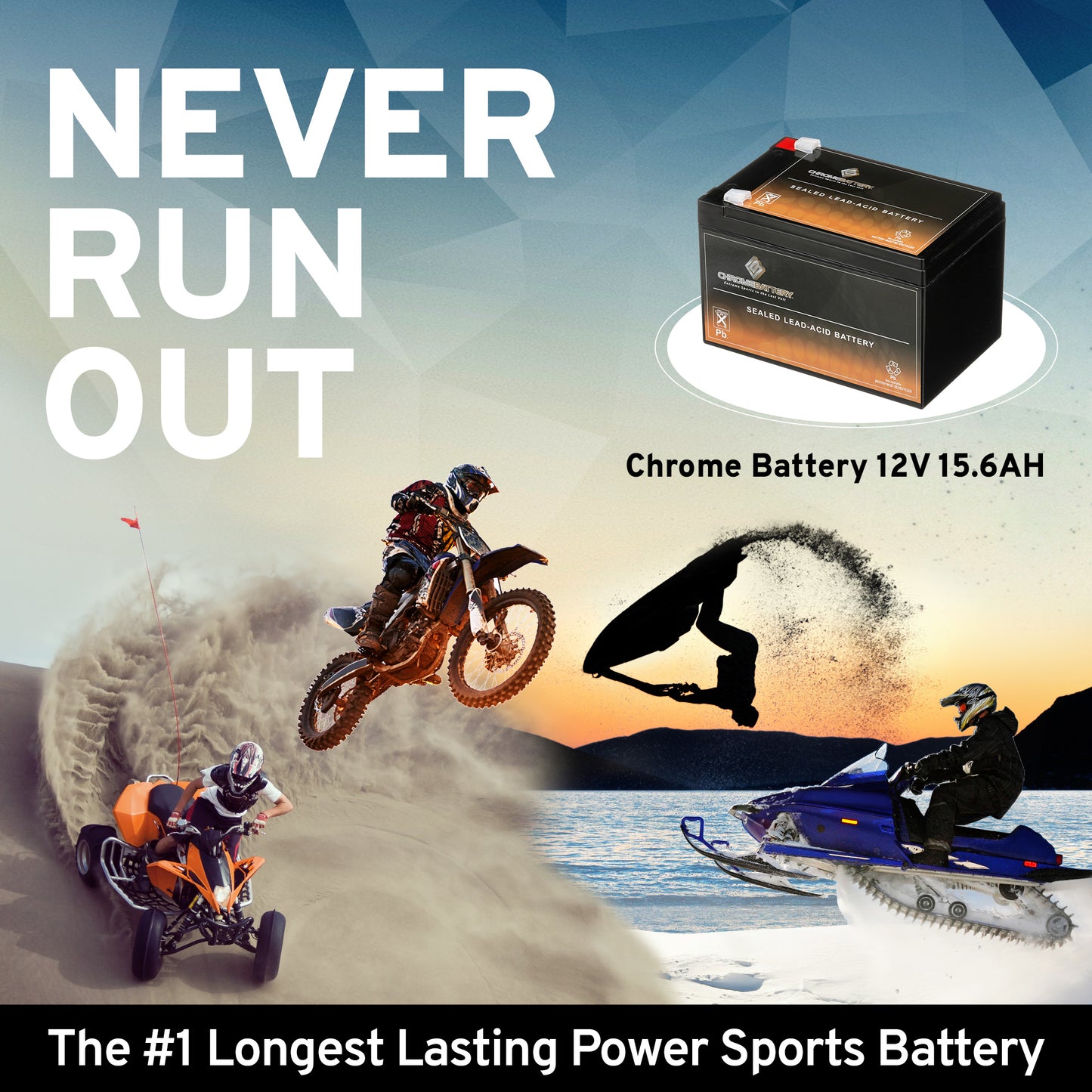 Chrome Battery 12V 15.6AH SLA Battery