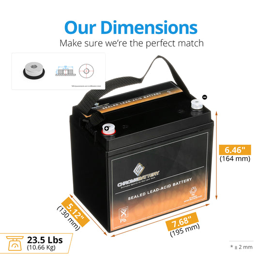 Chrome Battery 12V 35AH Sealed Lead Acid (SLA) - T6 Terminals