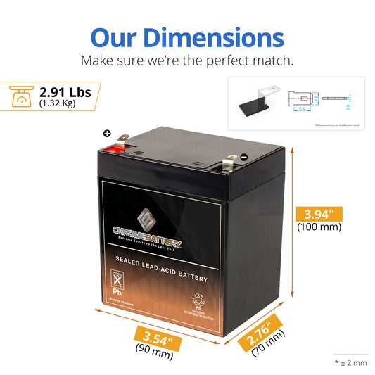 12V 4AH Sealed Lead Acid (SLA) Battery - T1 Terminals