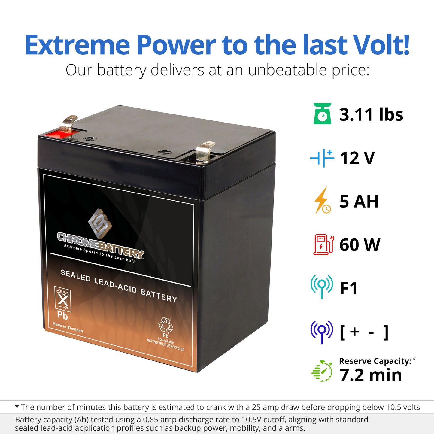 Chrome Battery 12V 6 SLA Battery