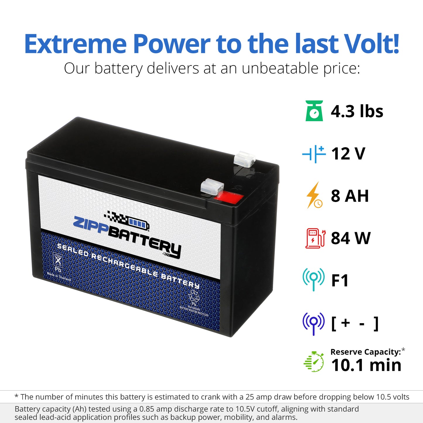 12V 7AH Sealed Lead Acid (SLA) Battery - T1 Terminals