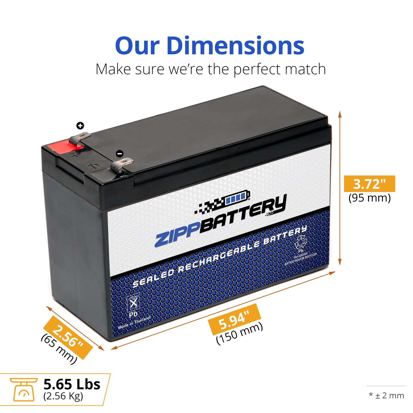 12V 8AH Sealed Lead Acid (SLA) Battery - T2 Terminals