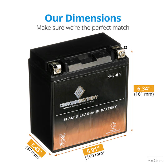 YTX16L-BS High Performance Power Sports Battery