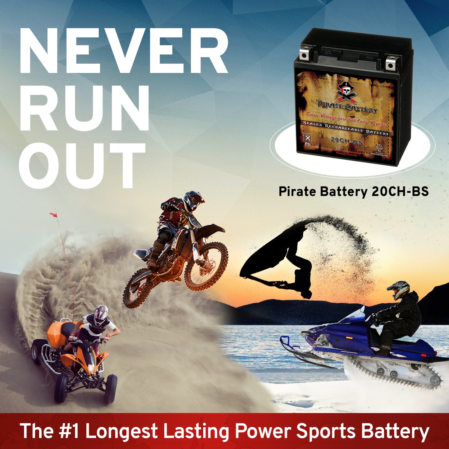 Pirate YTX20CH-BS High Performance Power Sports Battery