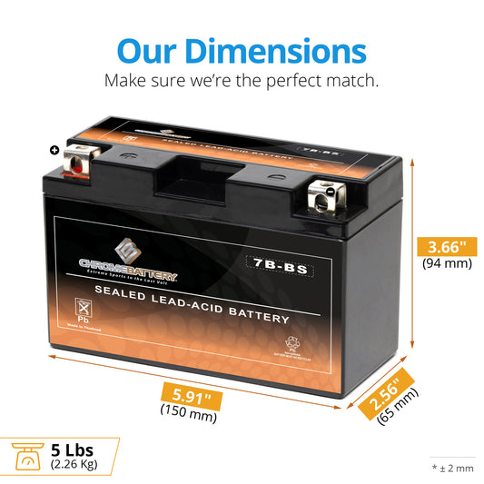 YT7B-BS Chrome Battery High Performance Sports Battery