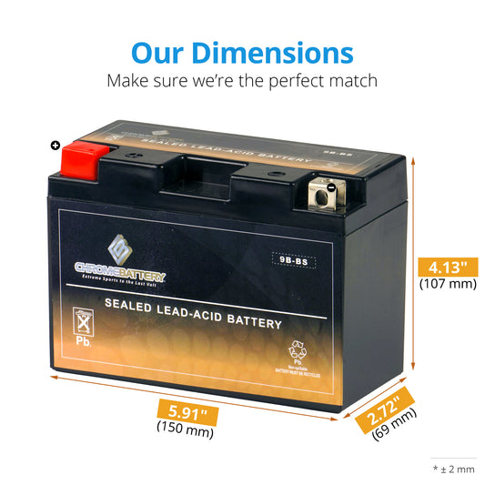 YT9B-BS High Performance Power Sports Battery