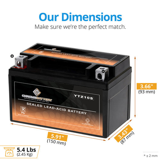 YTZ10S-BS AGM High Performance Power Sports Battery