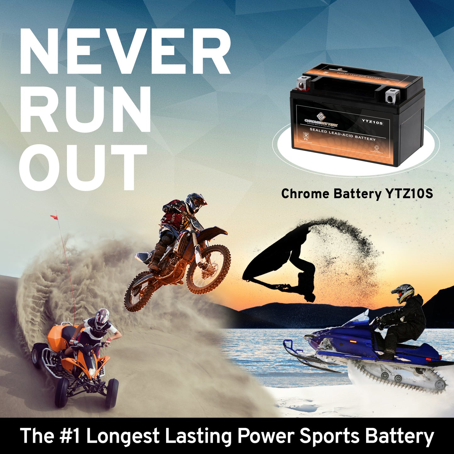 YTZ10S-BS AGM High Performance Power Sports Battery