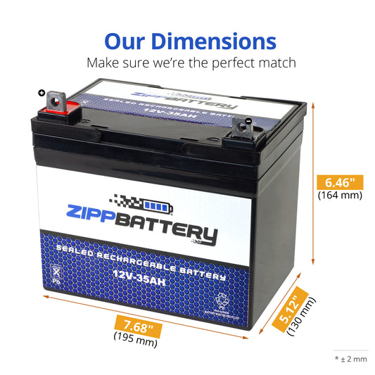Zipp Battery 12V 35AH Sealed Lead Acid (SLA) - Nut and Bolt Terminals