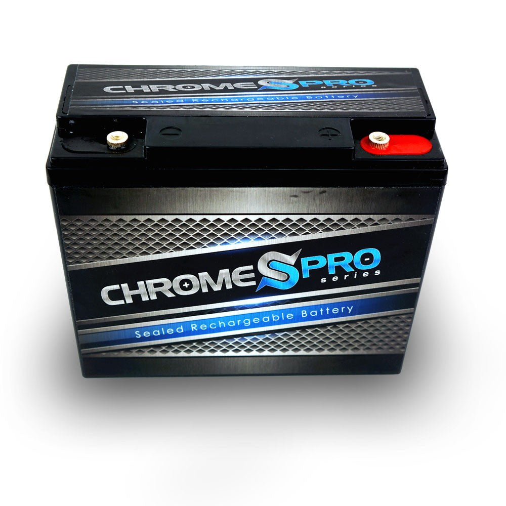 Chrome Battery 12V 20AH Sealed Lead Acid Battery - T6 Threaded Terminals