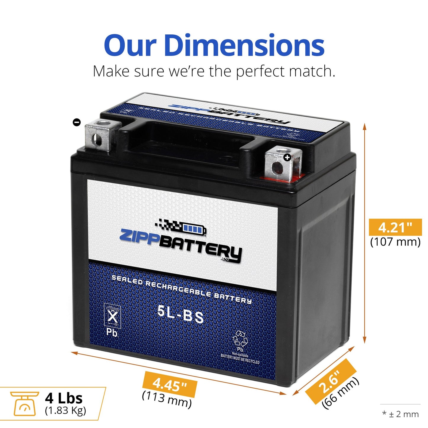 YTX5L-BS High Performance Power Sports Battery