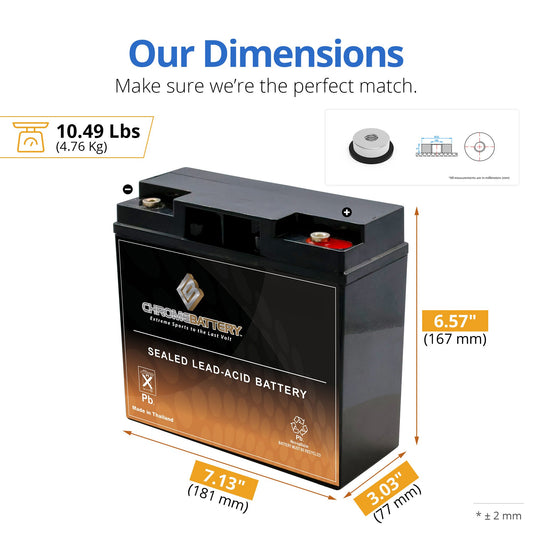 CHROME BATTERY 12V 18AH T6 Terminal Batteries