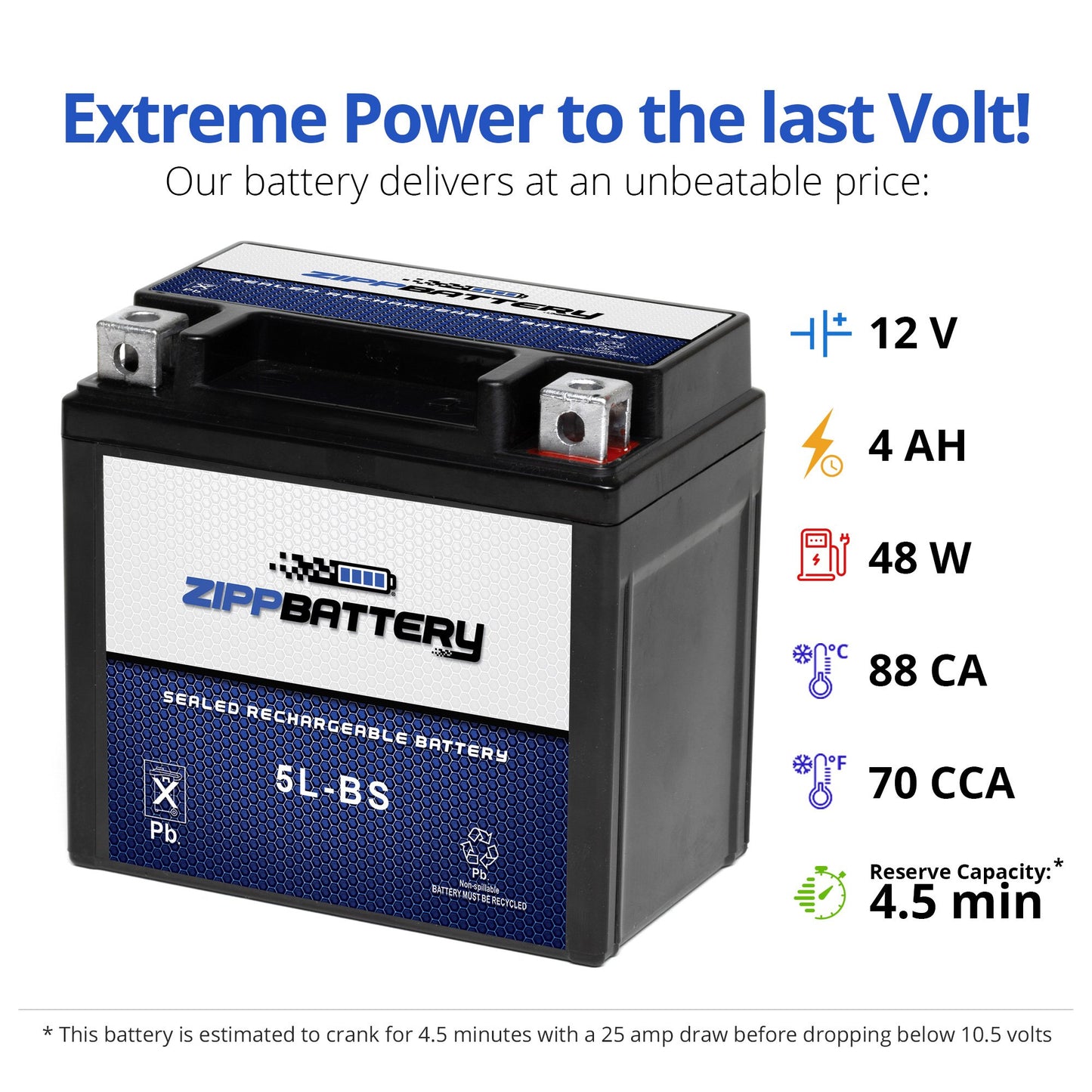 YTX5L-BS High Performance Power Sports Battery