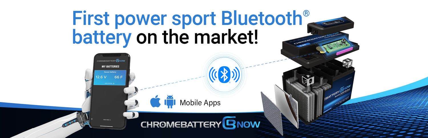 Chrome Bluetooth Battery with Phone Connectivity