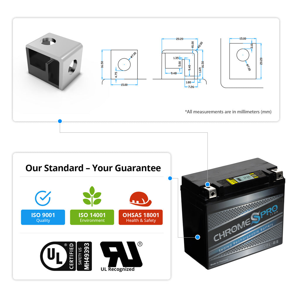 YTX20L-BS High Performance Power Sports iGel Battery