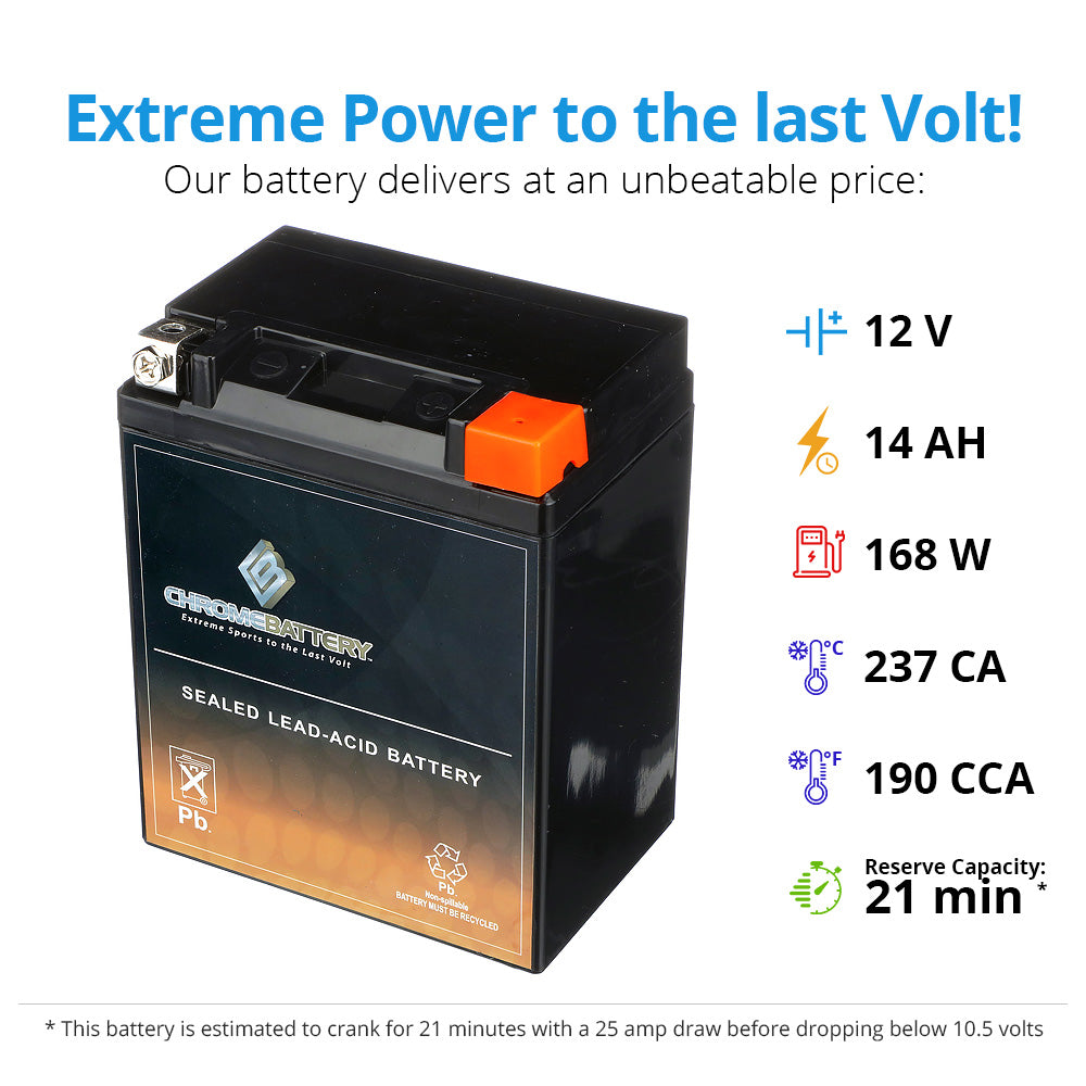 Chrome Battery - YB14L-A2 AGM Battery