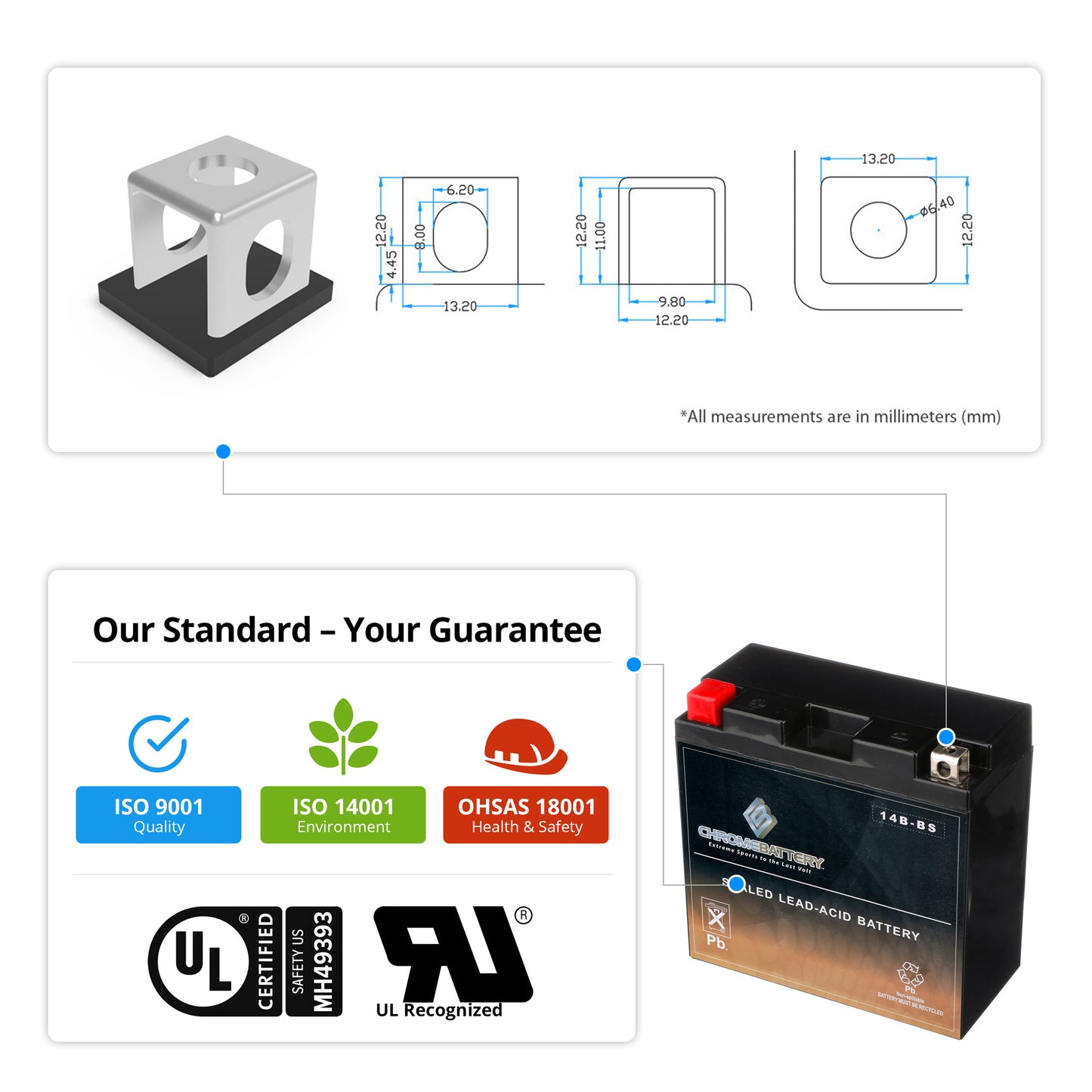 YT14B-BS High Performace Power Sports Battery