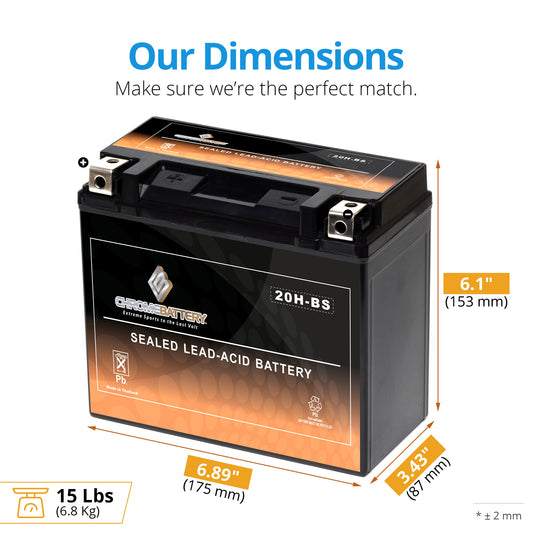 Chrome Battery YTX20H-BS High Perfomance Battery