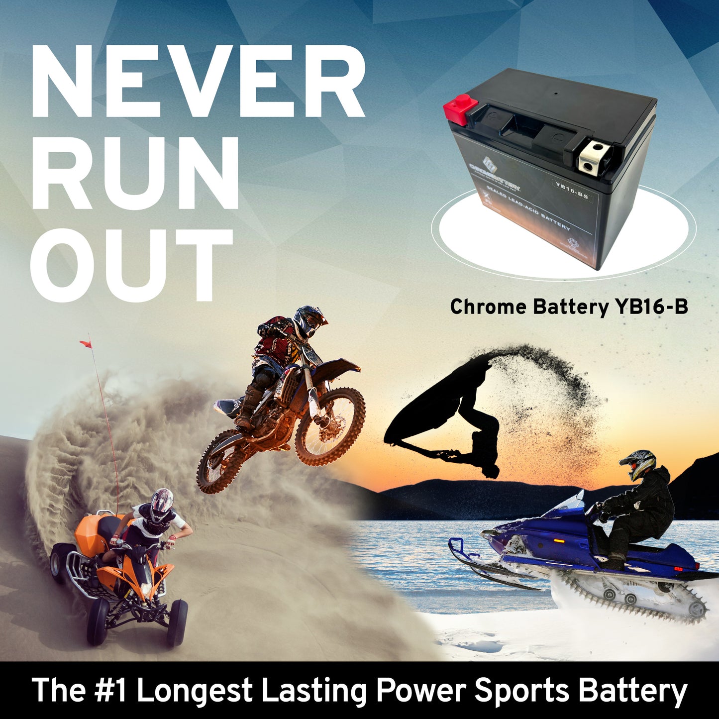 YB16-B High Performance Power Sports Battery