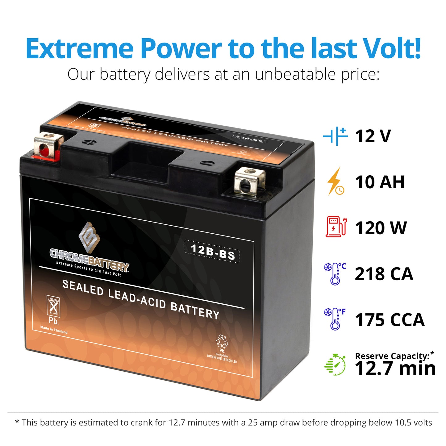 YT12B-BS High Performance Power Sports Battery