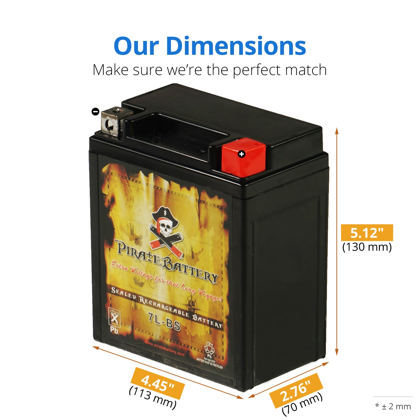 YTX7L-BS High Performance Power Sports Battery