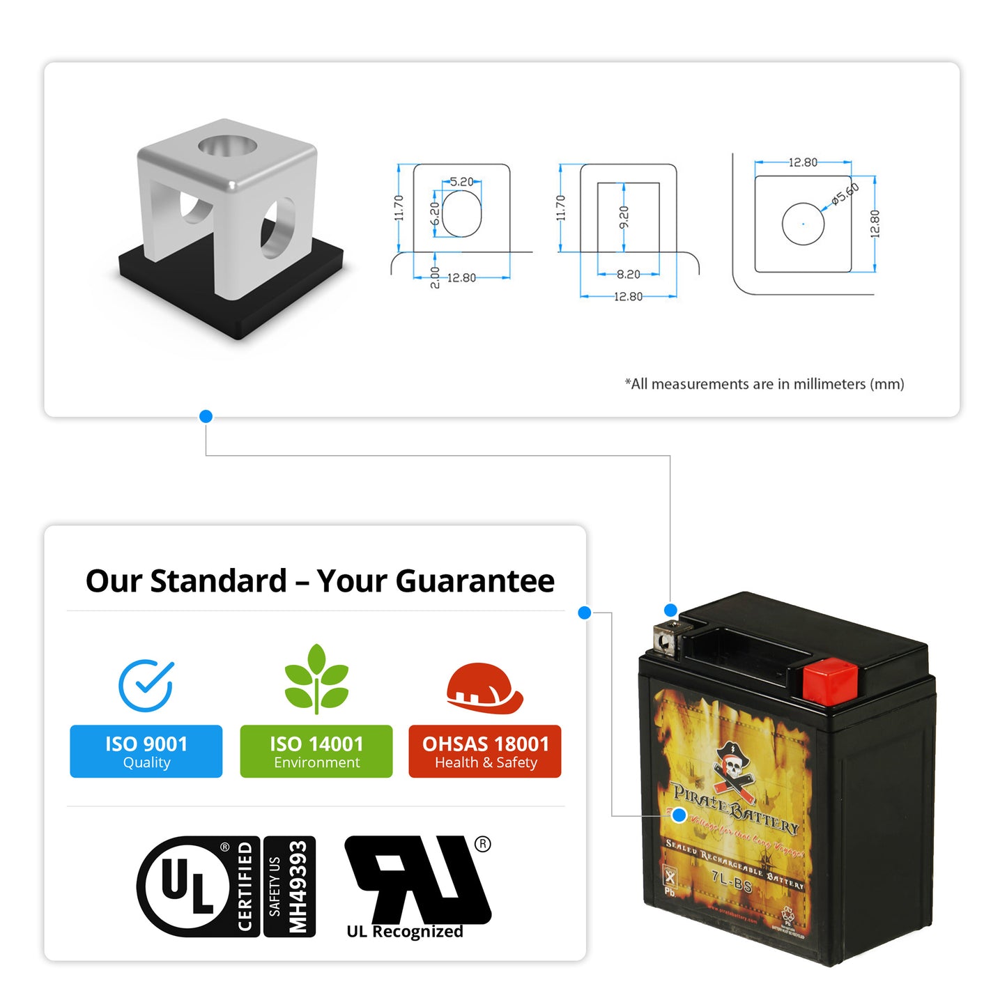 YTX7L-BS High Performance Power Sports Battery
