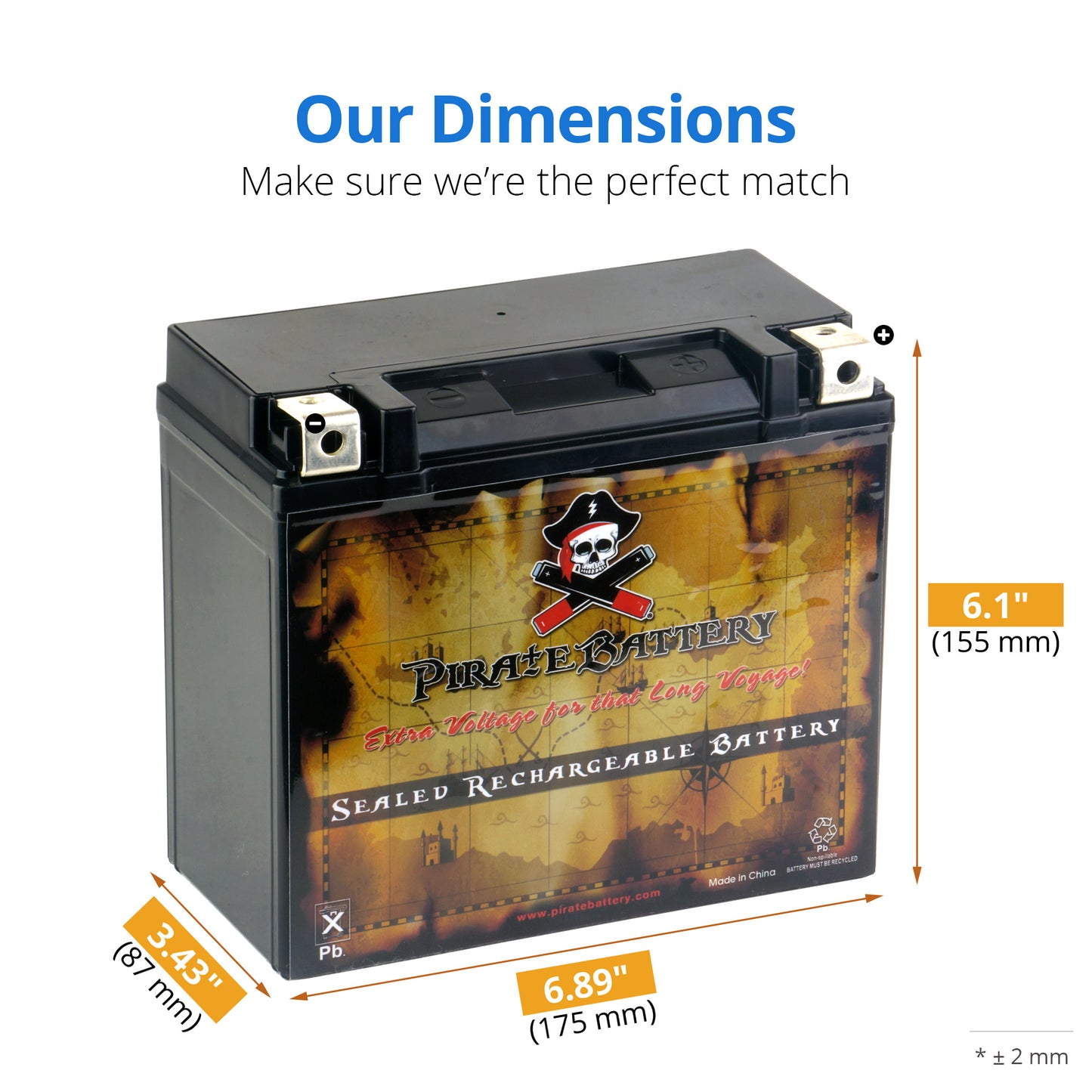 YTX20HL-BS High Performance Power Sports Battery