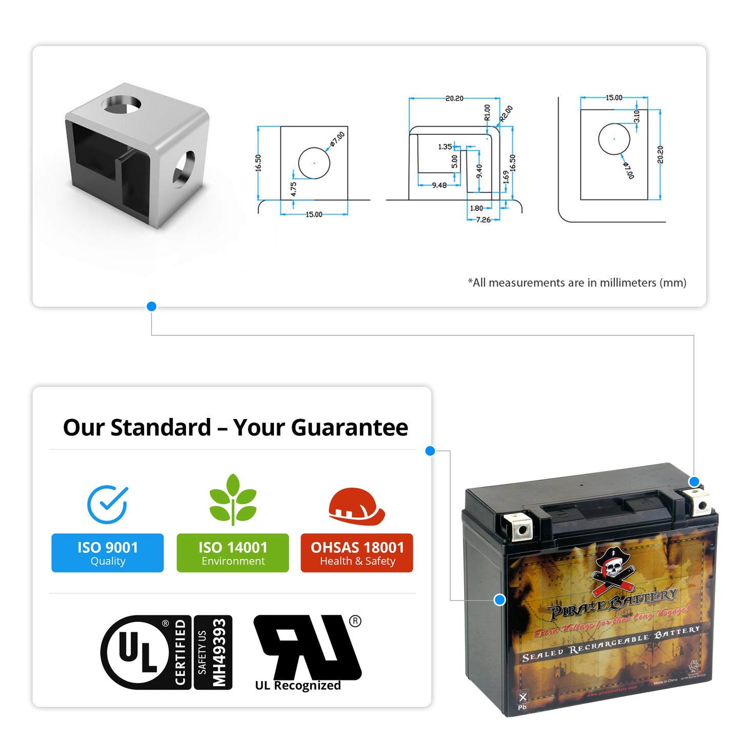 YTX20HL-BS High Performance Power Sports Battery