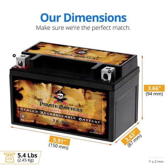 YTX7A-BS High Performance Power Sports Battery