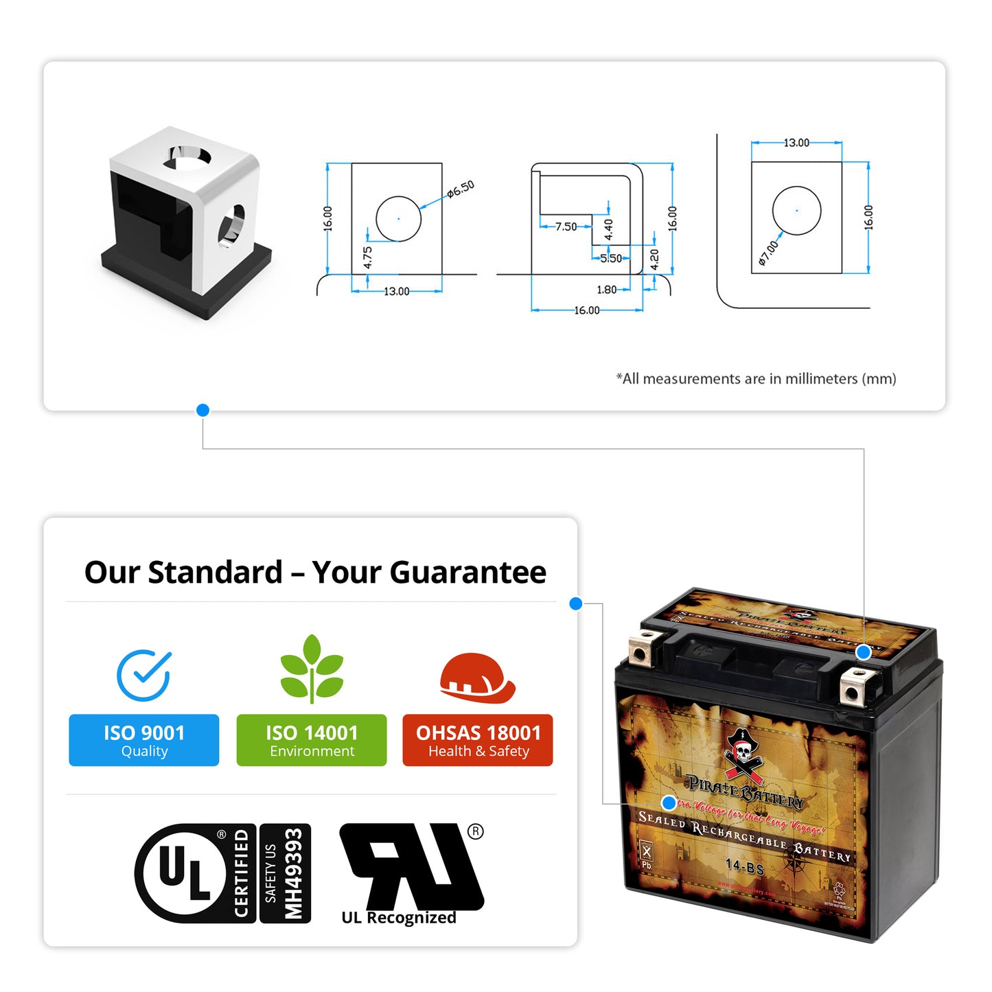 YTX14-BS High Performance Power Sports Battery