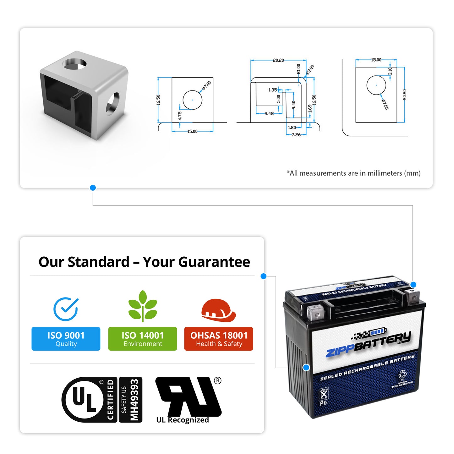 YTX24HL-BS High Performance Power Sports Battery