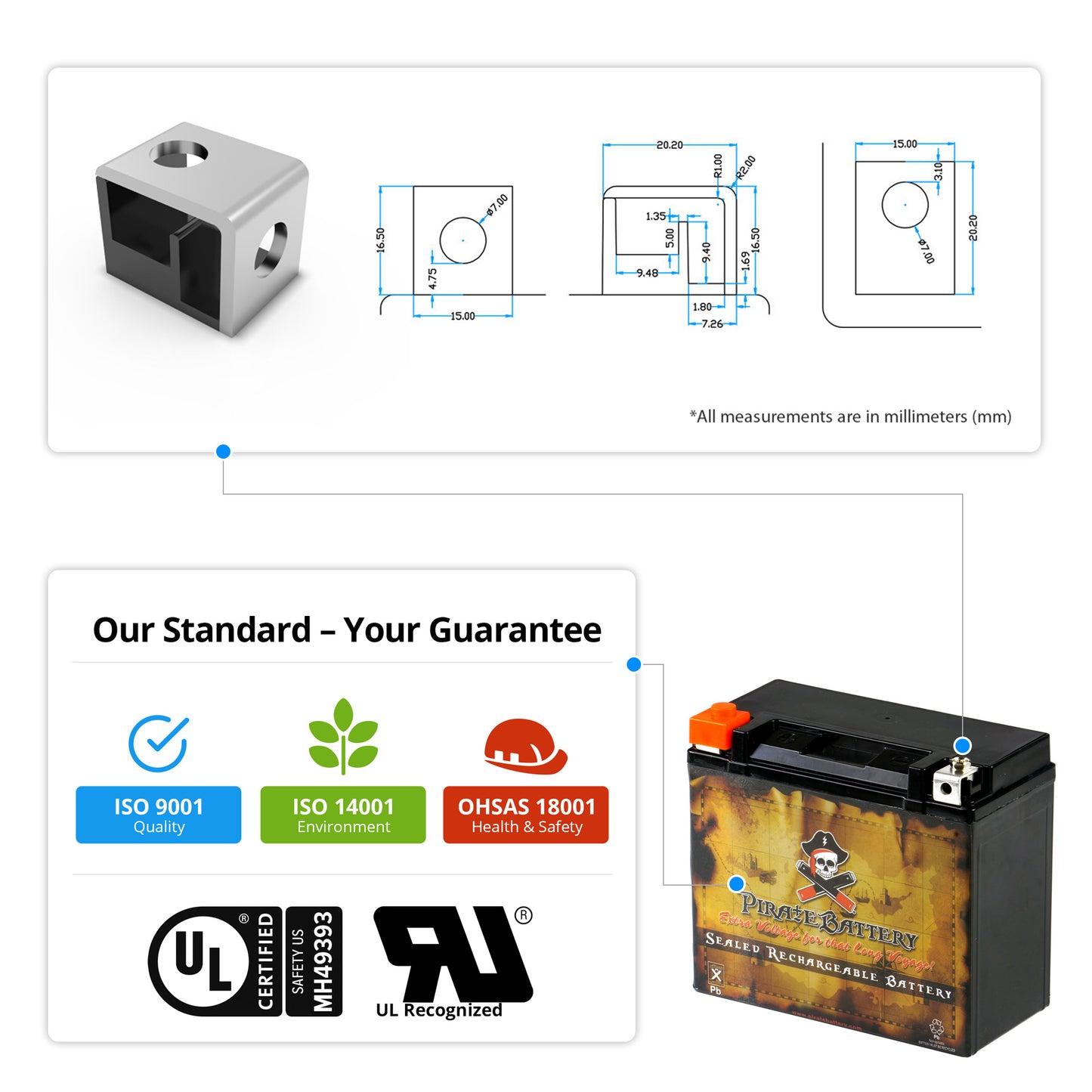 YTX20H-BS High Performance Power Sports Battery