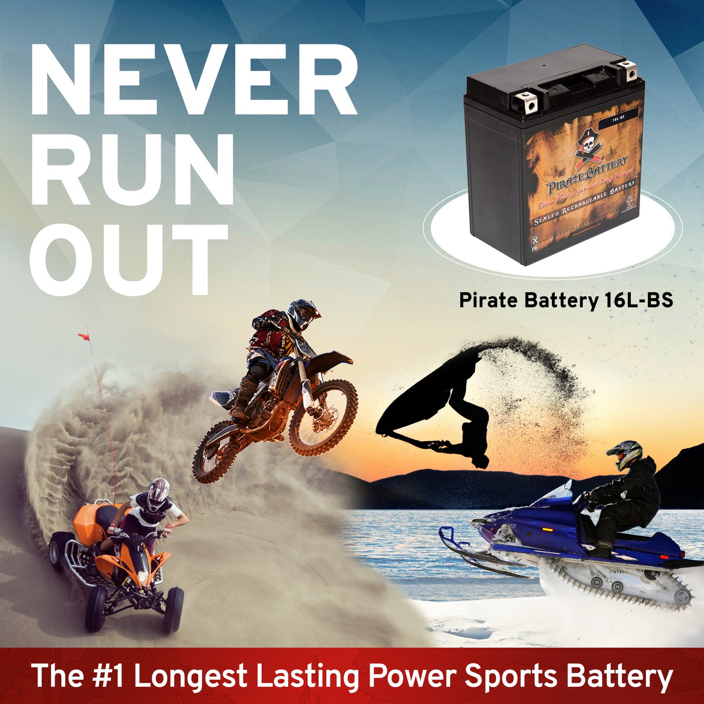 YTX16L-BS High Performance Power Sports Battery