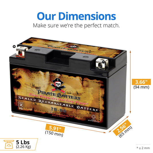 YT7B-BS High Performance Power Sports Battery