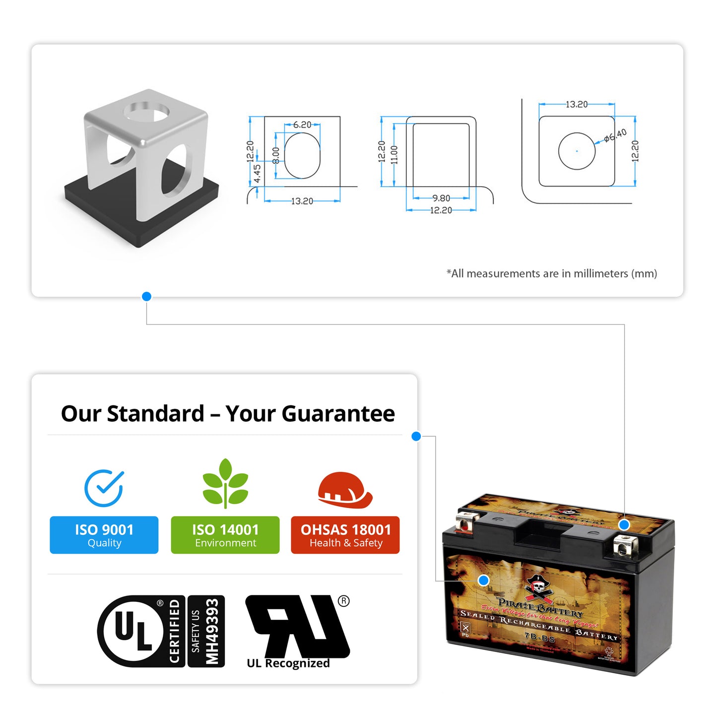 YT7B-BS High Performance Power Sports Battery