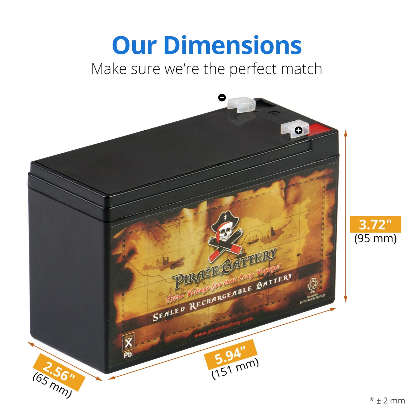 12V 7AH Sealed Lead Acid (SLA) Battery - T1 Terminals