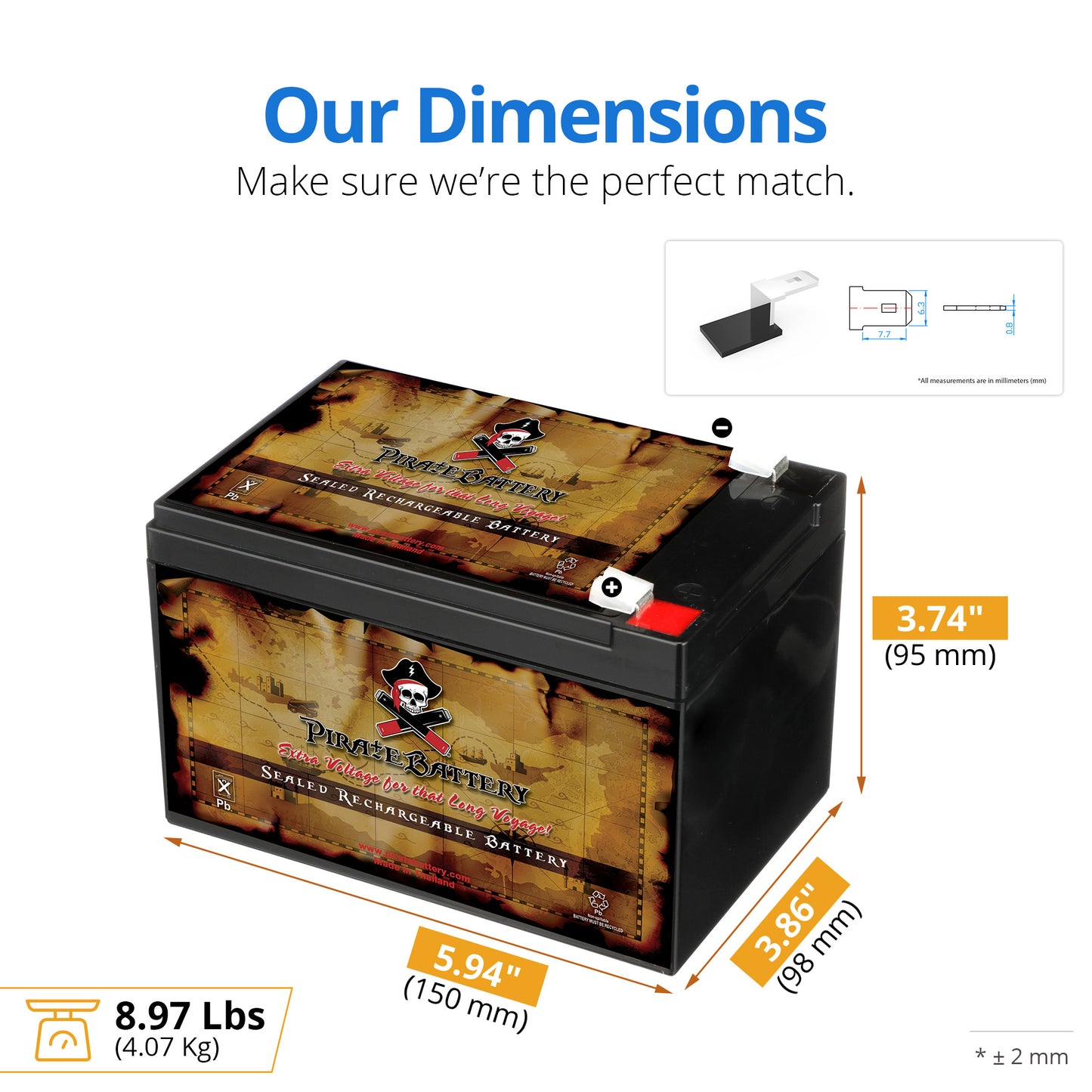12V 15AH Sealed Lead Acid (SLA) Battery - T2 Terminals