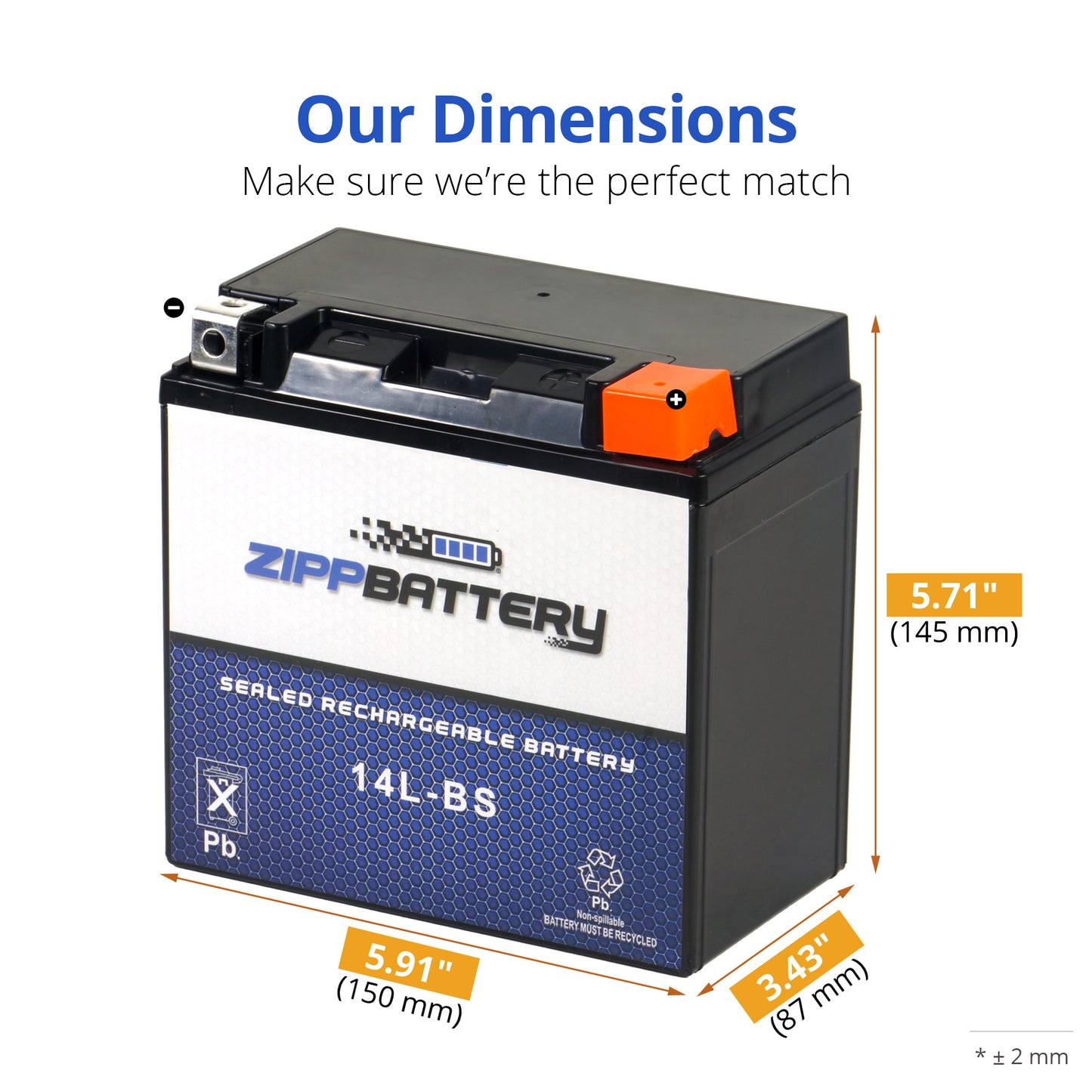YTX14L-BS High Performance Power Sports Battery