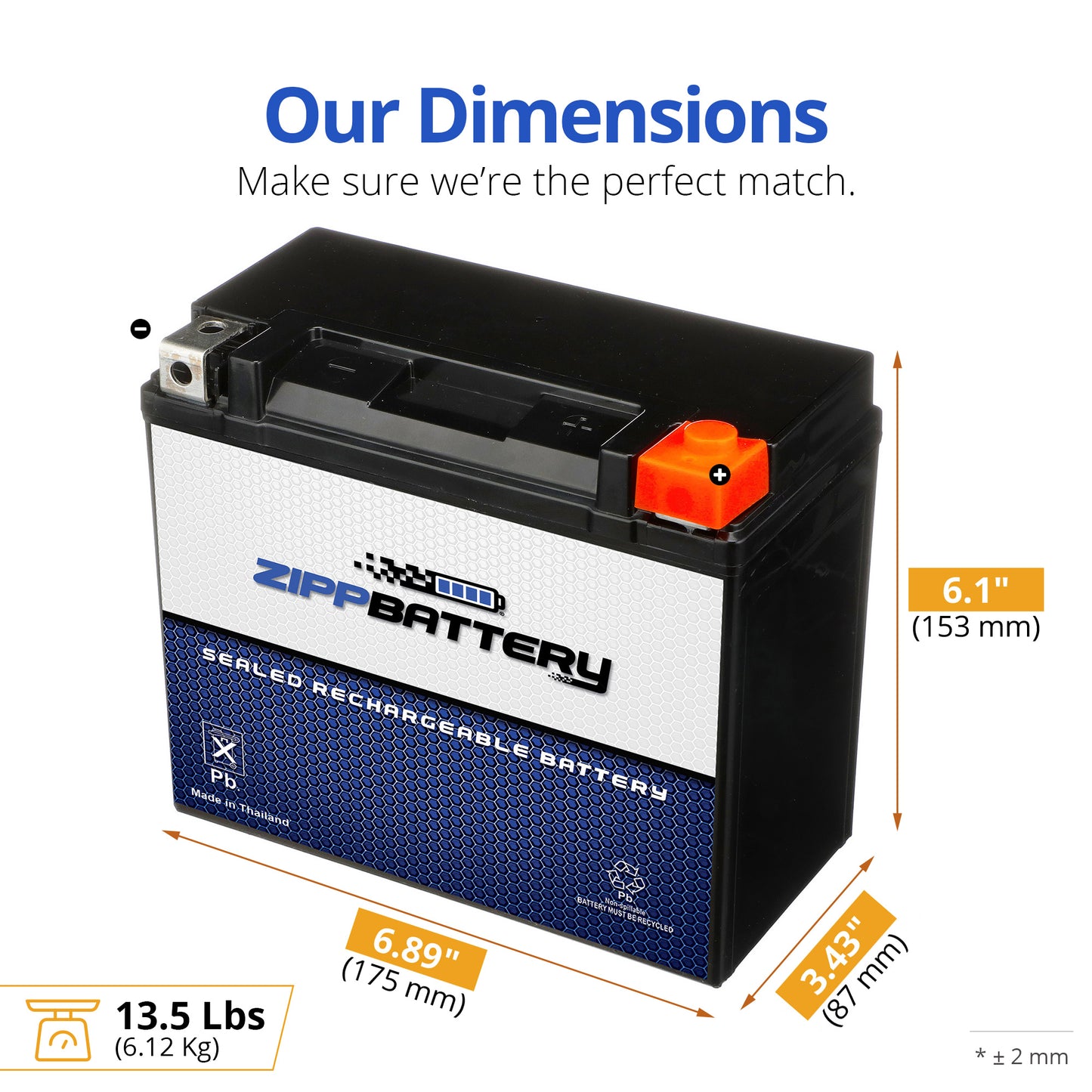 YTX20HL-BS High Performance Power Sports Battery