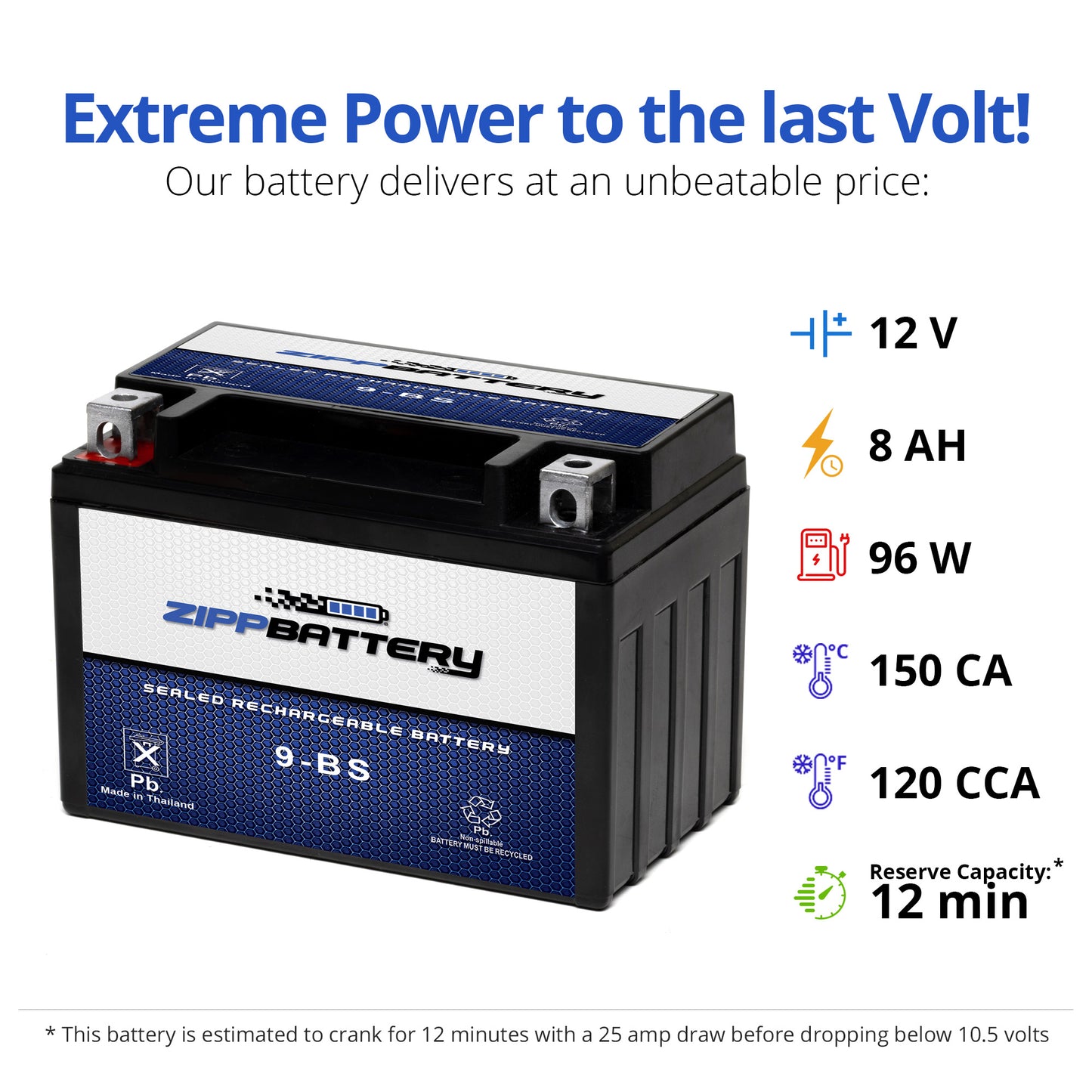 YTX9-BS High Performance Power Sports Battery