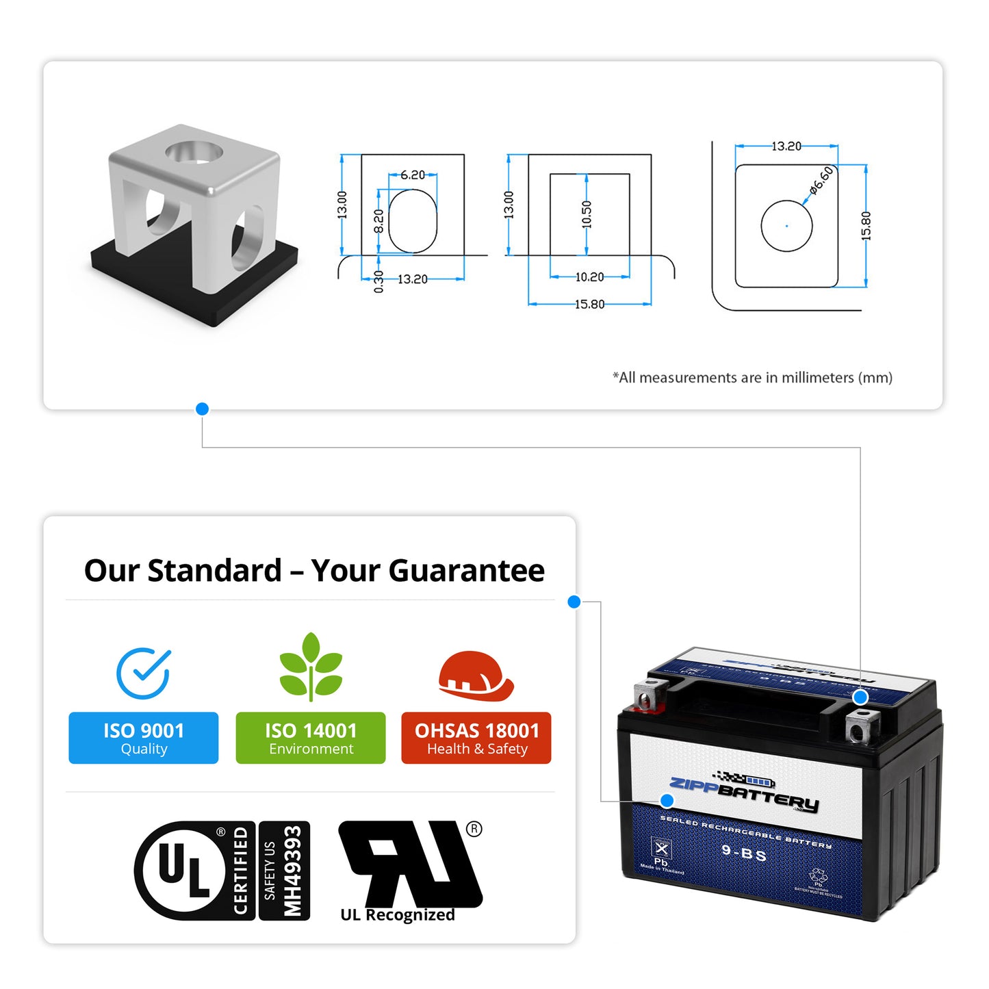 YTX9-BS High Performance Power Sports Battery