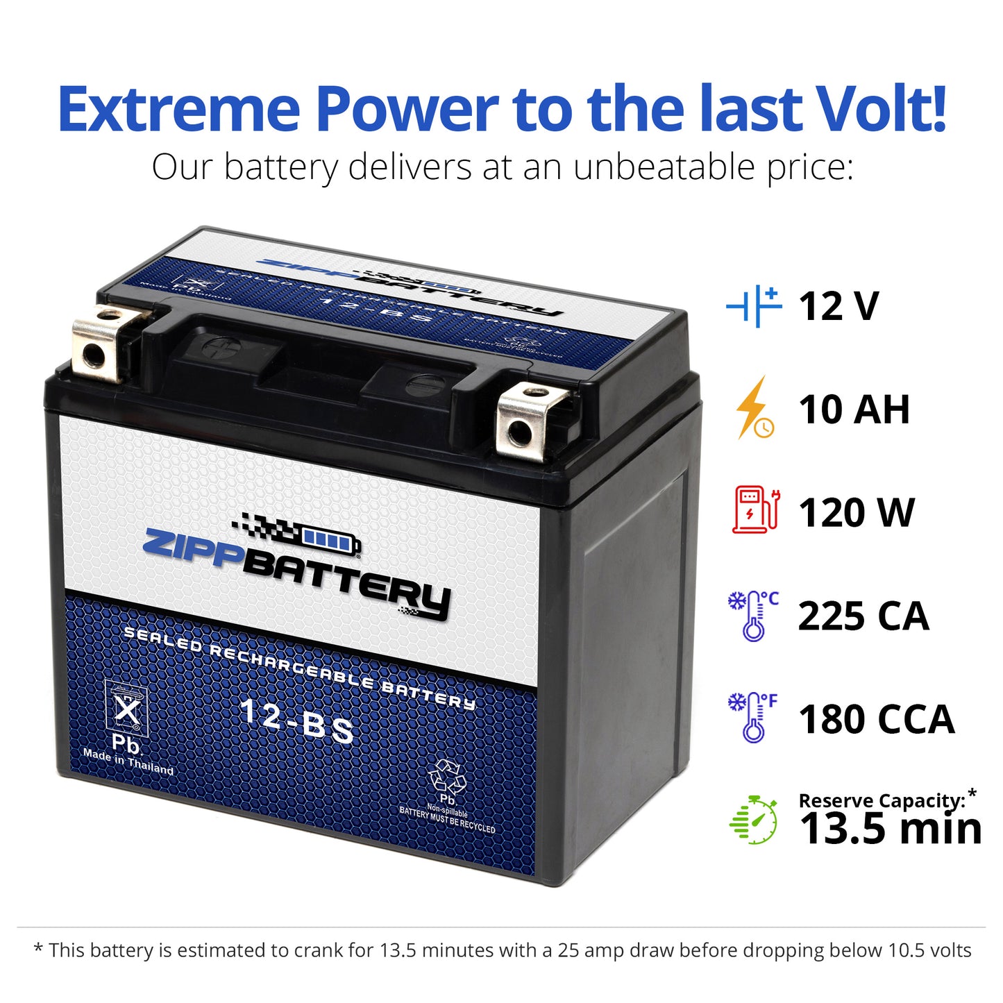 YTX12-BS High Performance Power Sports Battery