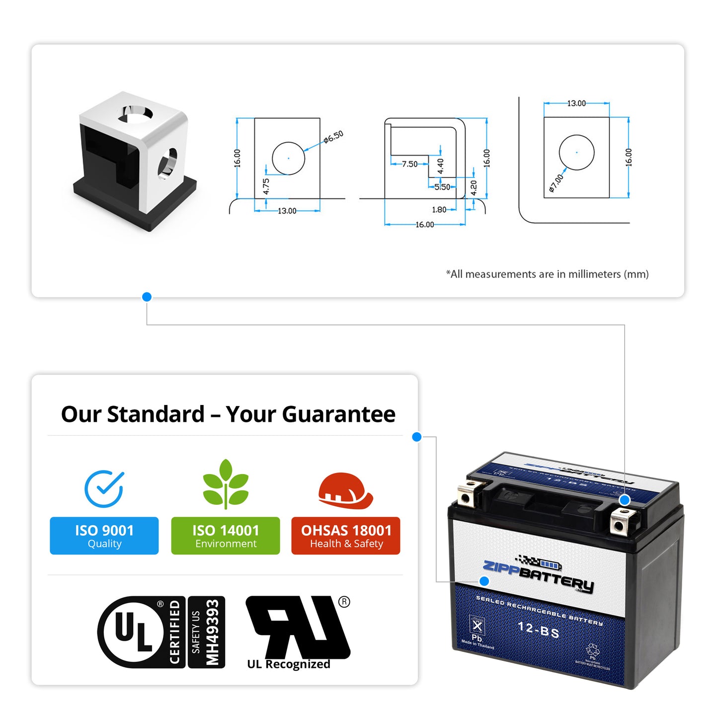YTX12-BS High Performance Power Sports Battery