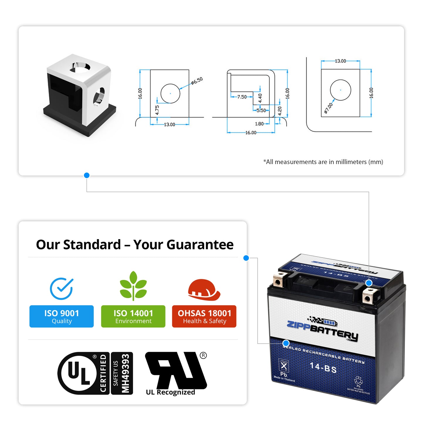 YTX14-BS High Performance Power Sports Battery