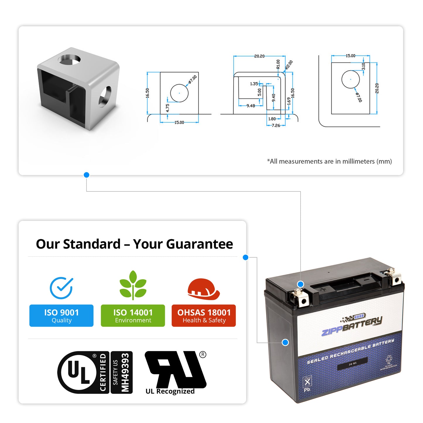 YTX20-BS High Performance Power Sports Battery