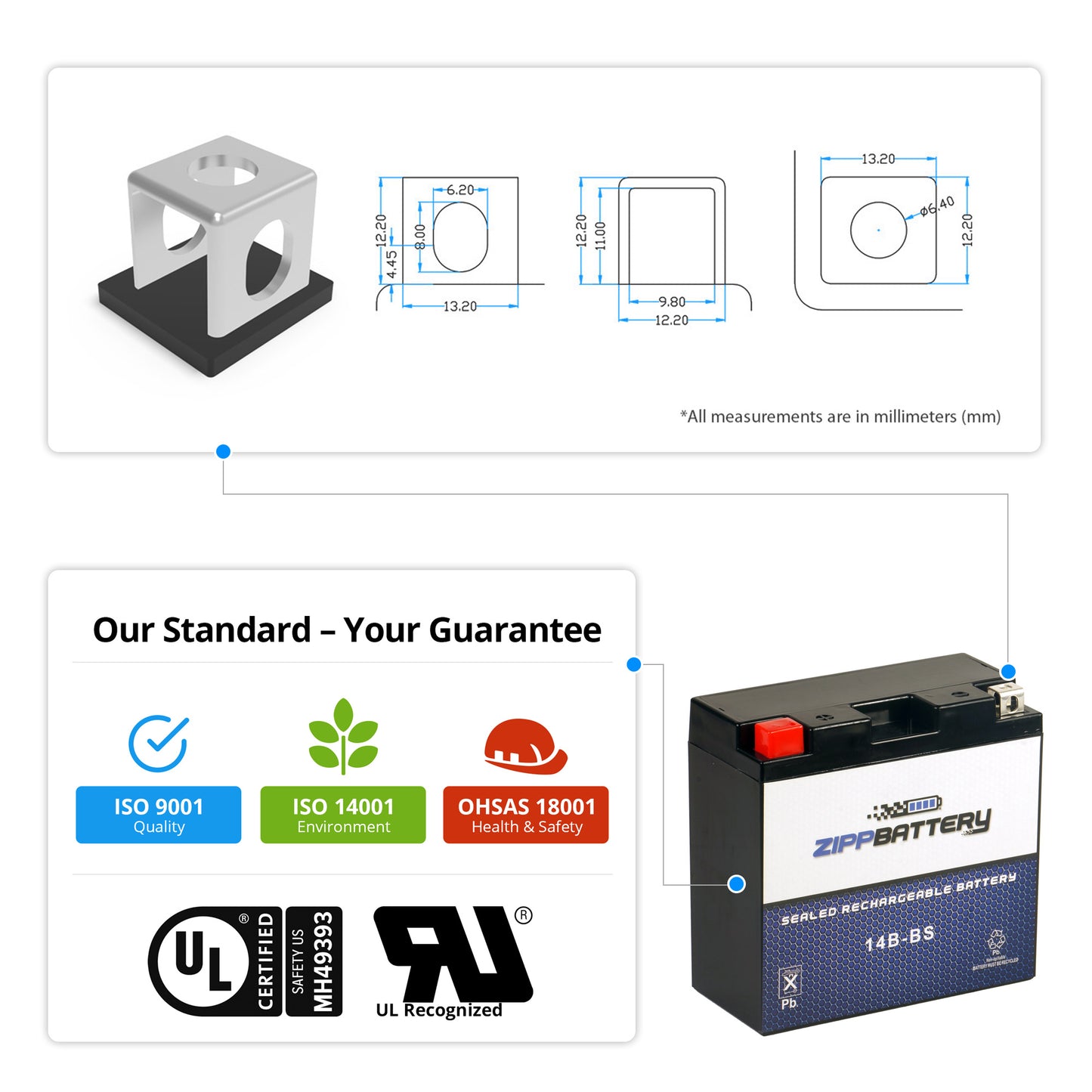 YT14B-BS High Performace Power Sports Battery