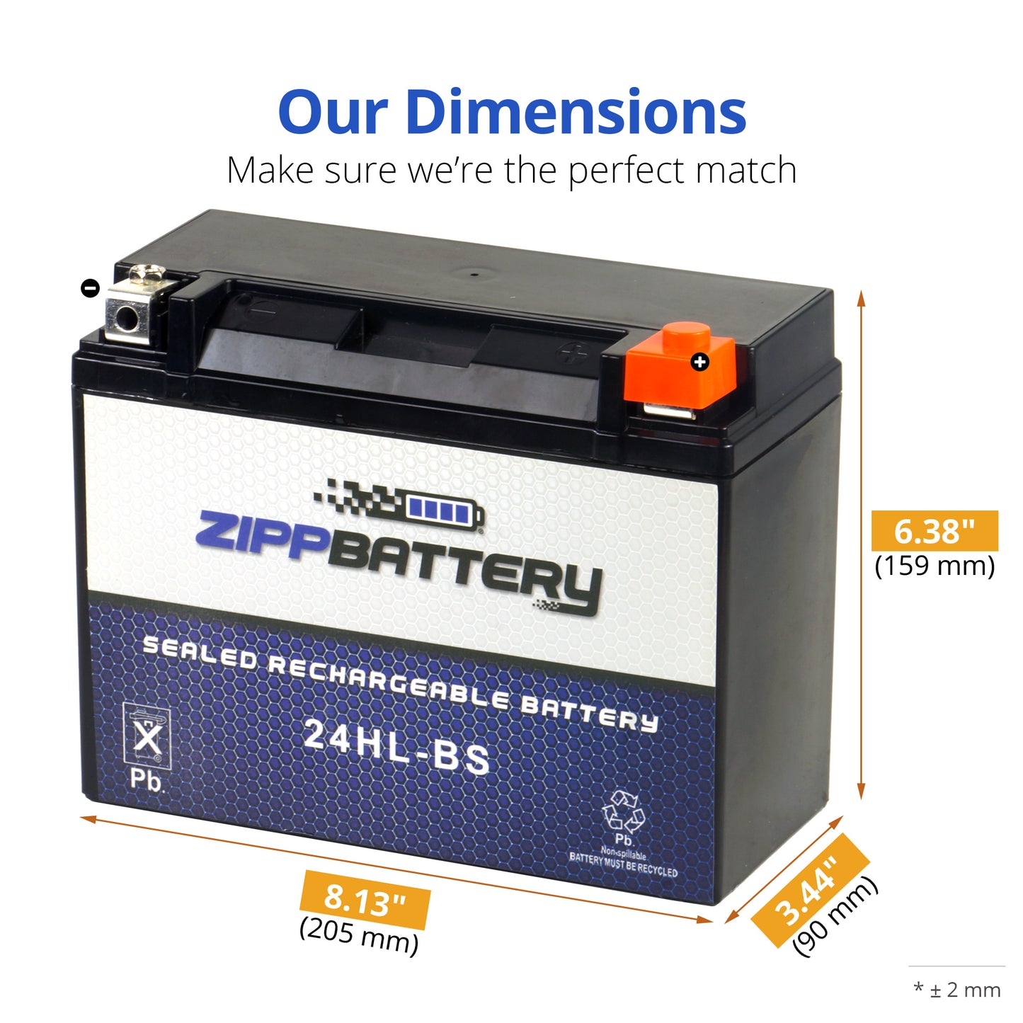 YTX24HL-BS High Performance Power Sports Battery