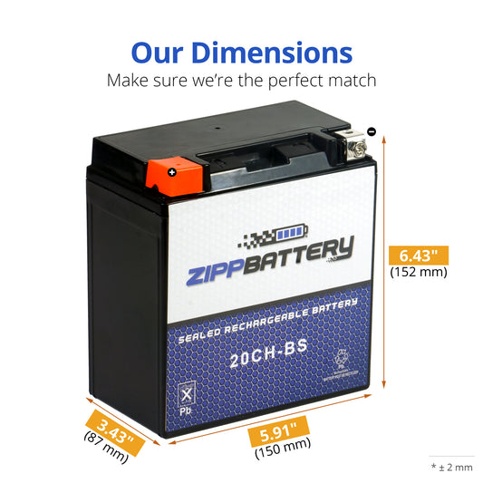 YTX20CH-BS High Performance Power Sports Battery