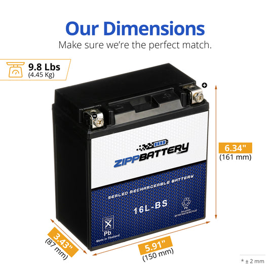 YTX16L-BS High Performance Power Sports Battery